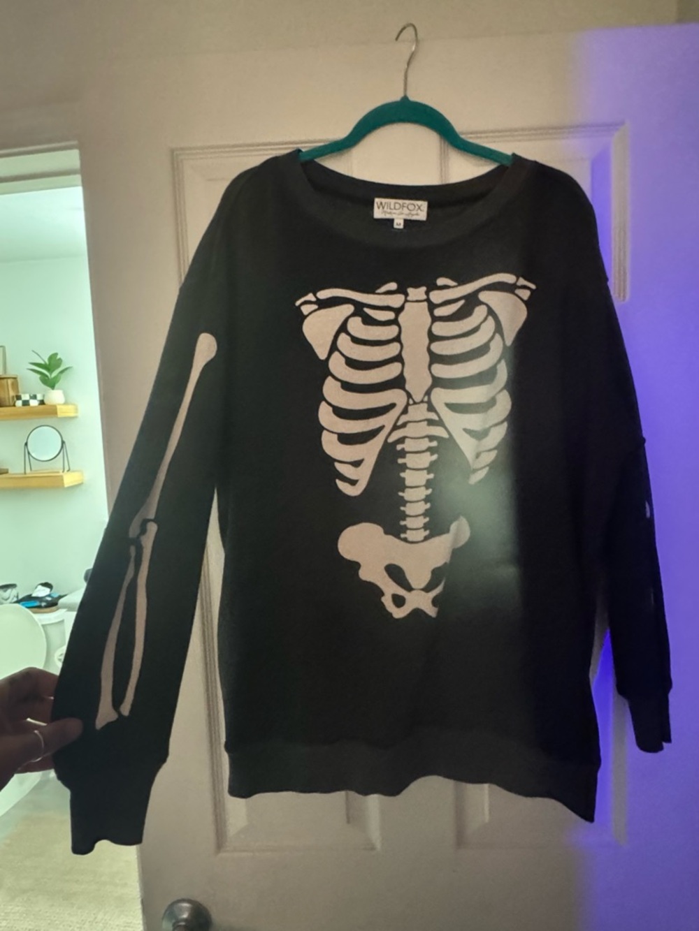 Wildfox Black Sweatshirt with White Skeleton Graphic - Picture 4 of 8